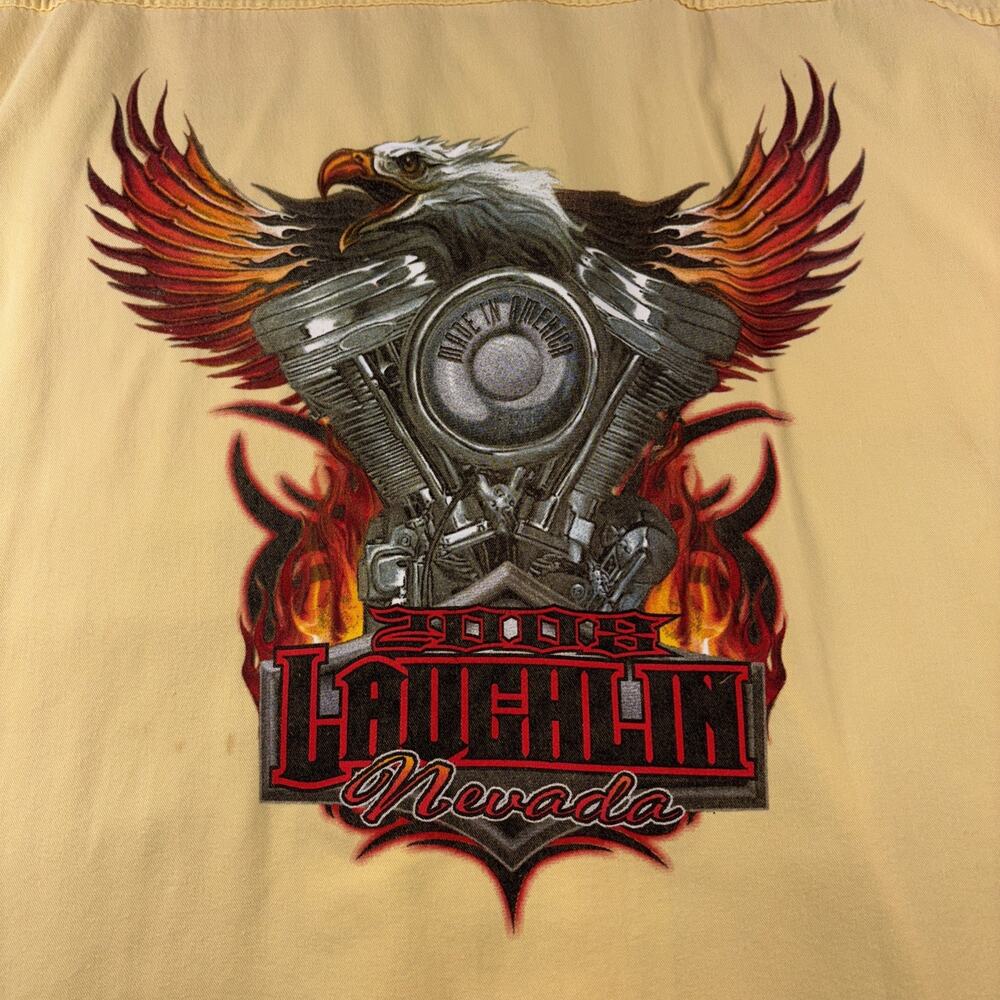 Laughlin Bike Rally 2008 Cut Sleeve Button Up Eagle Engine Motorcycle 3XL